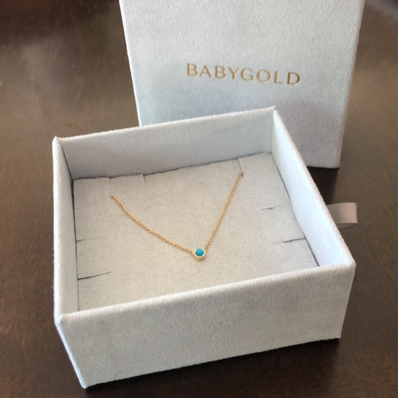 Baby Gold Solitare Turquoise Necklace - Picture 4 of 4